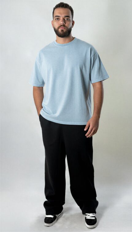 Baby blue Stone-washed T-shirt